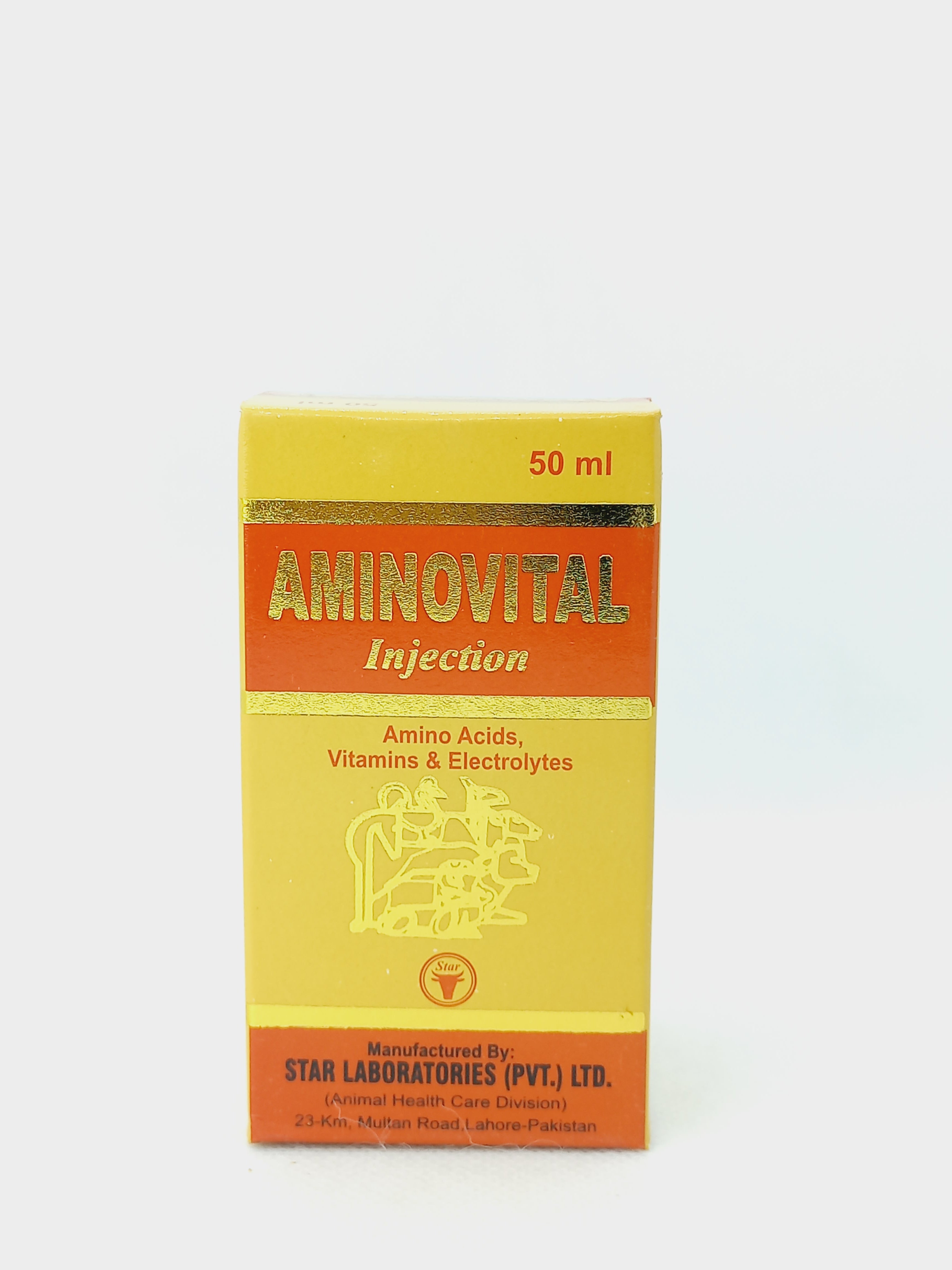Amrovital injection packaging on a white background