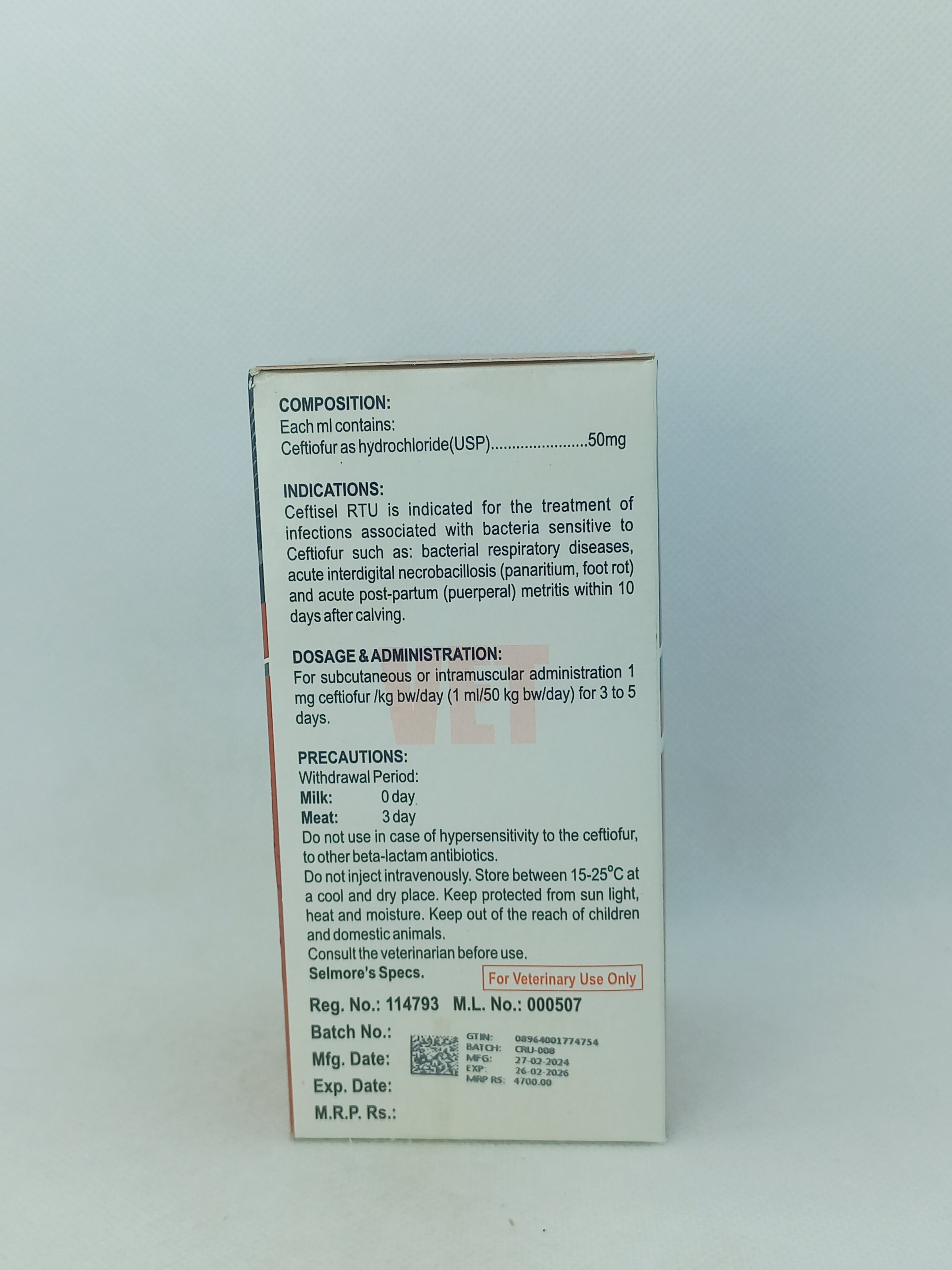 CEFTISEL RTU INJ 100L VIAL